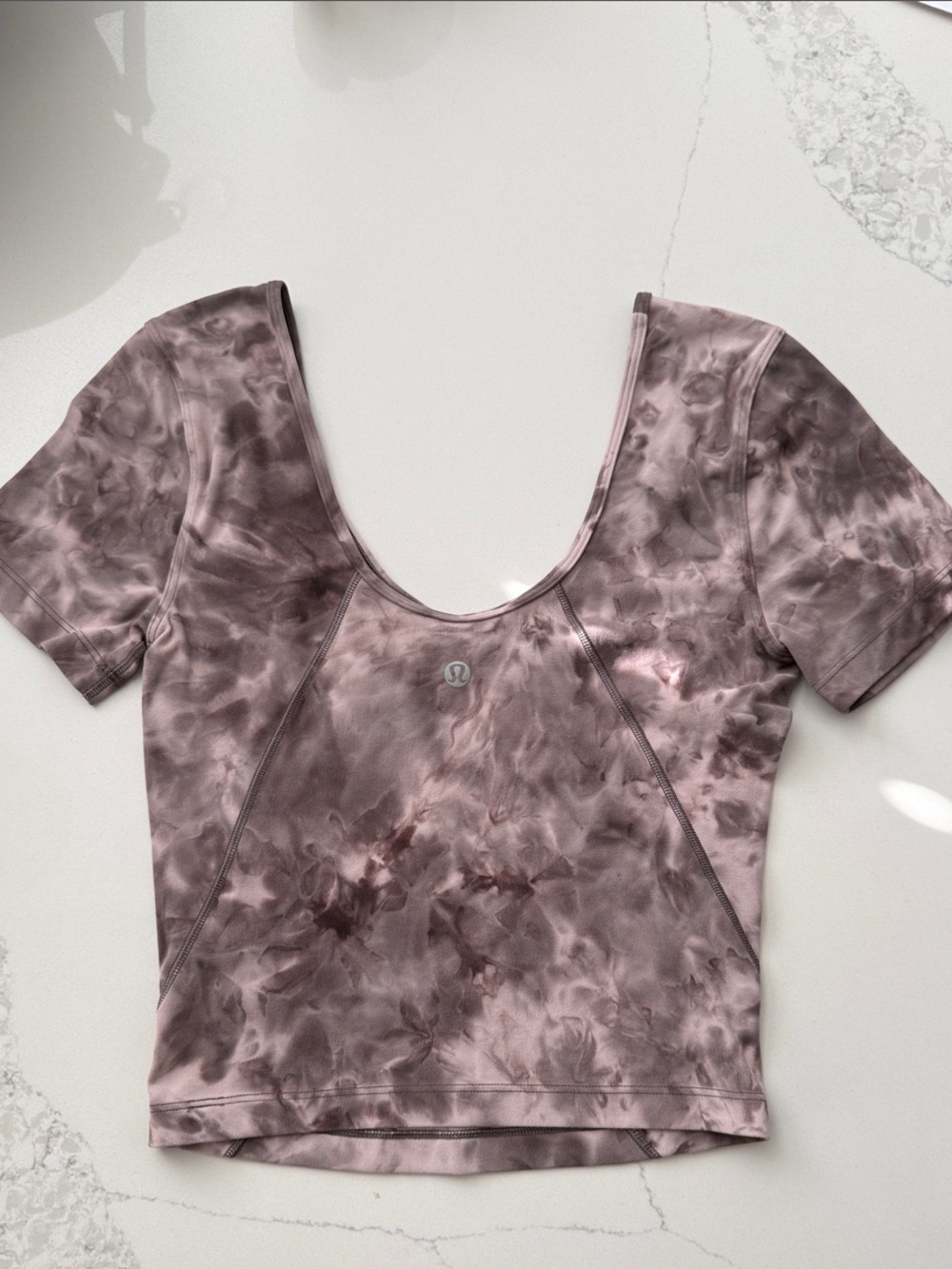 lululemon athletica Mauve Tie-Dye Scoop Neck Crop Top